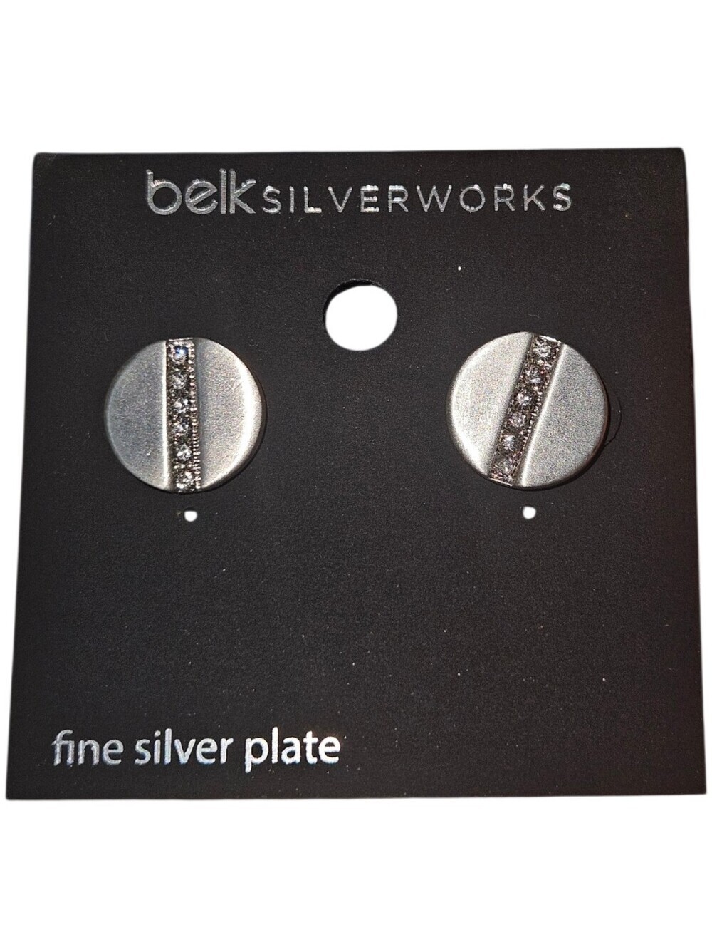 NWT Belk Silverworks Circle Pavé Silver Stud Earrings